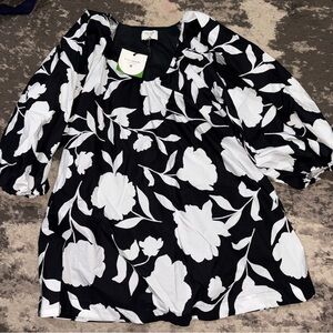 Kate Spade Black and White Floral Blouse
